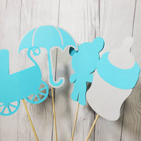 Boy Baby Shower Centerpiece Sticks - Teal, Gray