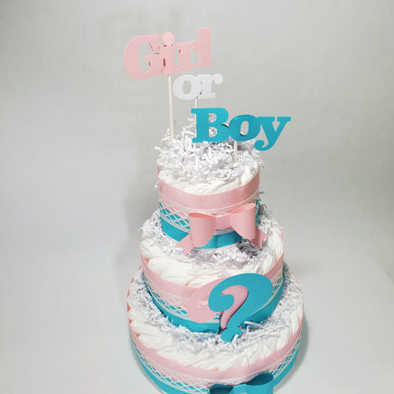 Girl Or Boy Gender Reveal Diaper Cake Centerpiece