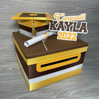 Brown & Yellow Gold Graduation Card Box