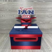 Navy & Red Graduation Card Box