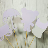 Girl Baby Shower Centerpiece Sticks - Lilac, Gray