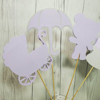 Girl Baby Shower Centerpiece Sticks - Lilac, Gray