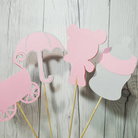 Girl Baby Shower Centerpiece Sticks - Pink, Gray