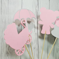 Girl Baby Shower Centerpiece Sticks - Pink, Gray