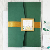 Gold, Mint, Coral, & Green Floral Wedding Invitation Set