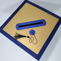 Graduation Cap Card Box - Navy, Gold 8x8 Style 6