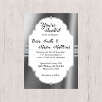 Gray and Silver Diamond Wedding Invitation