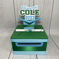 Green & Light Blue Graduation Card Box