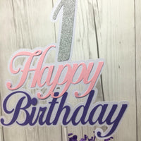 Happy Birthday Cake Topper - Pink, Lavender
