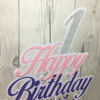 Happy Birthday Cake Topper - Pink, Lavender