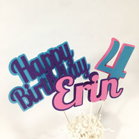 Happy Birthday Centerpiece Sticks - Pink, Purple, Blue