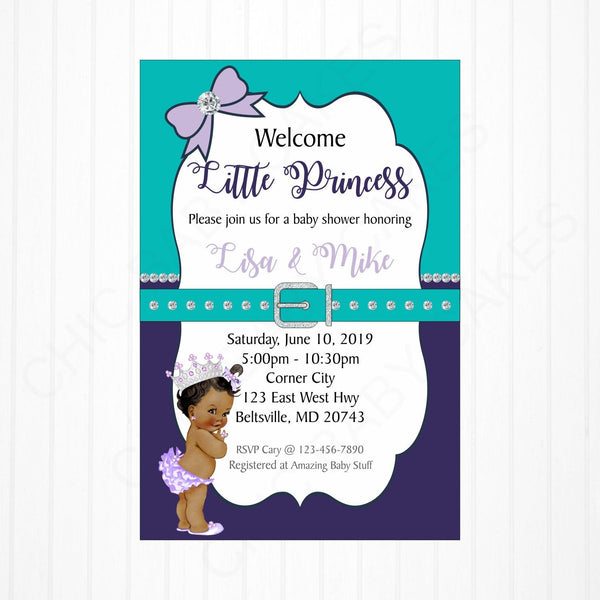 Teal & Purple Princess Baby Shower Invitation