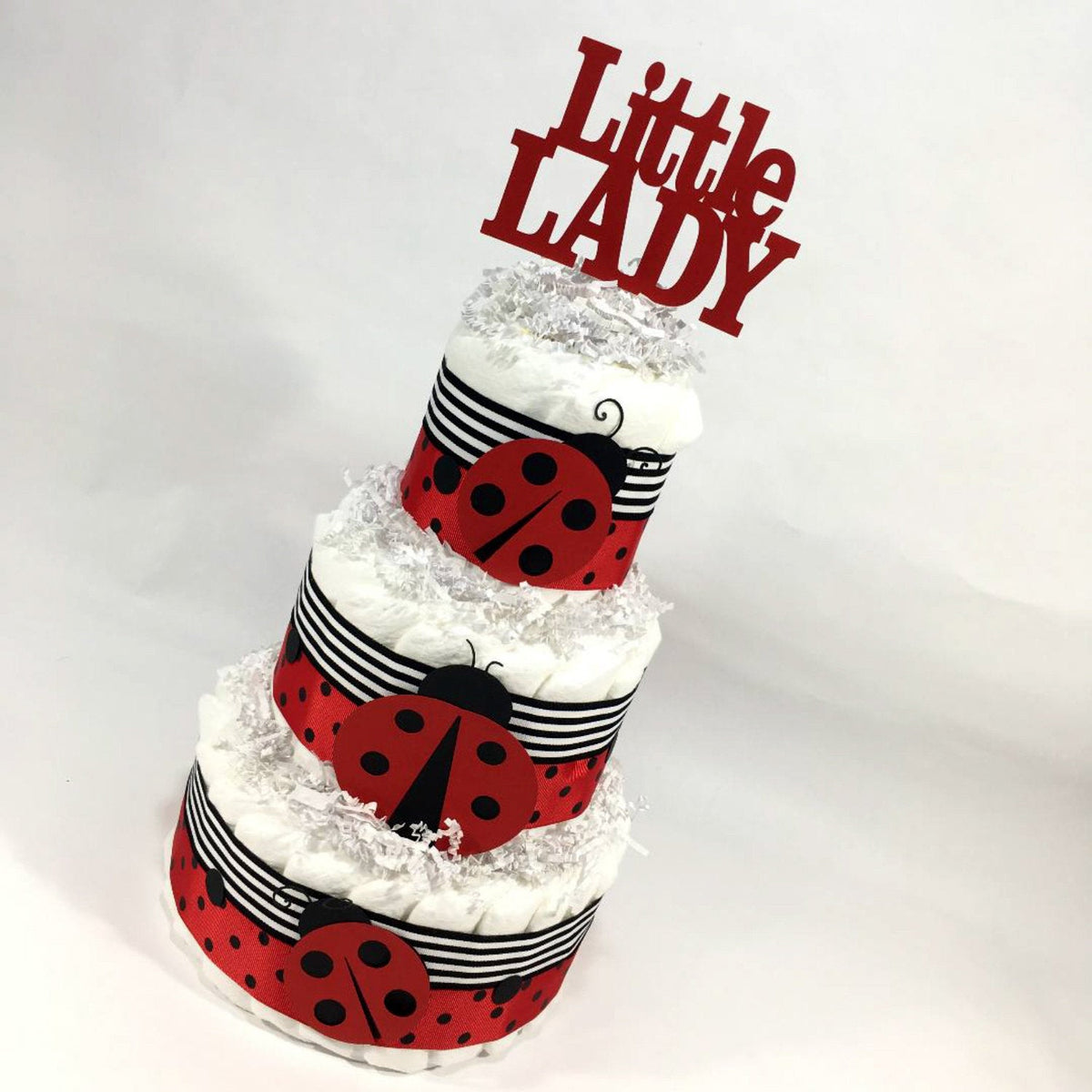 Ladybug Diaper Cake, Red&black baby theme, Bug baby shower,Ladybug baby gift,Red black diaper cupcakes,Polka-dot baby gift, sold Unique baby gift