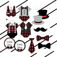 Red & Black Plaid Little man Clipart