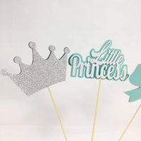 Teal, Silver Little Princess Centerpiece Toppers