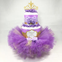 Purple and Gold Princess Tutu Diaper Cake