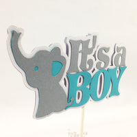 It's a Boy Elephant Centerpiece Sticks - Teal, Silver