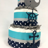 Nautical Baby Boy Baby Shower Diaper Cake
