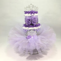 Lavender & Silver Princess Baby Shower Tutu Diaper Cake