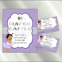 Lavender & Silver Princess Diaper Raffle Set, Brown