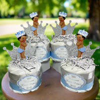 Light Blue & Silver Little Prince Mini Diaper Cake Set