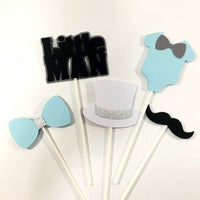 Little Man Centerpiece Sticks - Blue, Black, White, Gray, & Silver