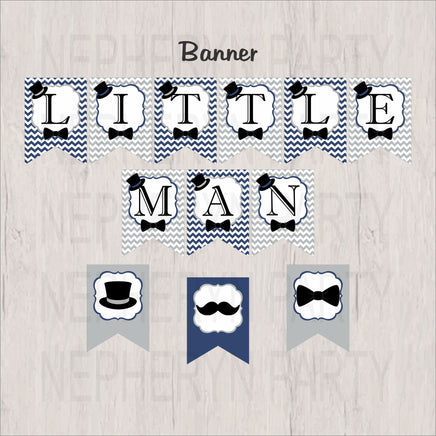 Navy & Gray Little Man Banner