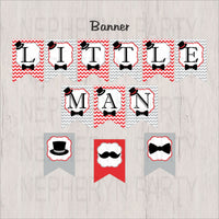Red, Gray, & Black Little Man Banner