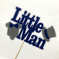 Little Man Cake Topper - Navy, Gray