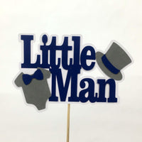 Navy & Gray Little Man Cake Topper