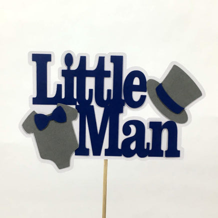 Navy & Gray Little Man Cake Topper