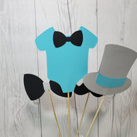 Little Man Party Sticks - Light Teal, Gray, Black