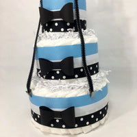 Little Man Diaper Cake Centerpieces, Blue, Black, White