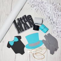 Teal, Black, & Gray Little Man Diaper Cake Kit