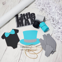 Teal, Gray, & Black Little Man Diaper Cake Kit
