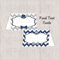 Navy & Gray Little Man Food Tent Cards