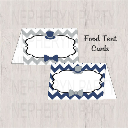 Navy & Gray Little Man Food Tent Cards
