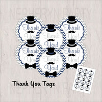 Navy & Gray Little Man Thank You Tags