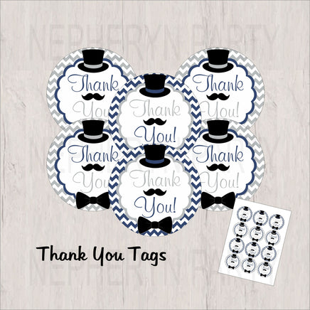 Navy & Gray Little Man Thank You Tags