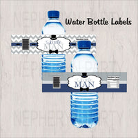 Navy & Gray Little Man Water Bottle Labels