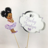 Little Princess Centerpiece Toppers - Purple, Silver