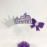 Purple and Silver Little Princess Centerpiece Sticks