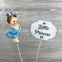 Little Princess Centerpiece Toppers - Teal, Silver
