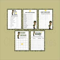 Green Camouflage Army Baby Shower Games