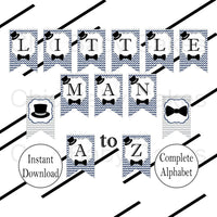 Navy & Gray Little Man Alphabet Banner