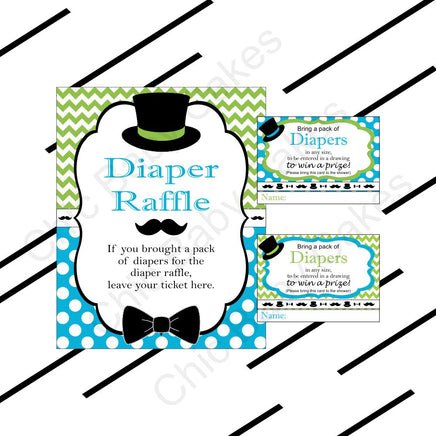 Turquoise & Lime Little Man Baby Shower Diaper Raffle Set