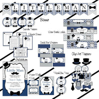 Navy & Gray Little Man Baby Shower Decoration Pack
