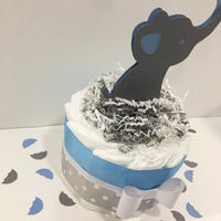 Little Peanut 1 Tier Diaper Cake, Blue & Gray