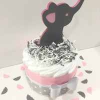 Little Peanut 1-Tier Diaper Cake - Pink & Gray