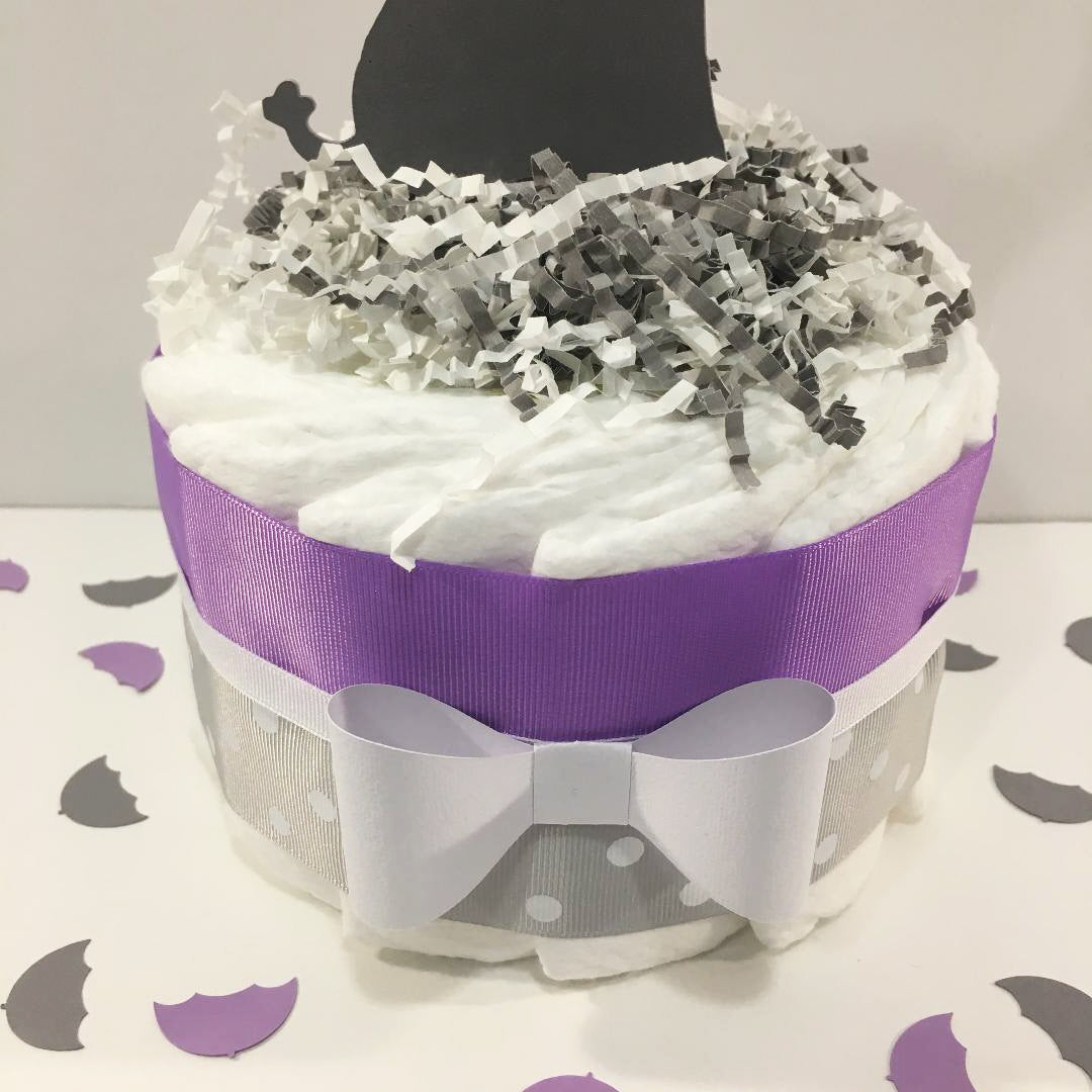 Pink and 2025 purple diaper cake